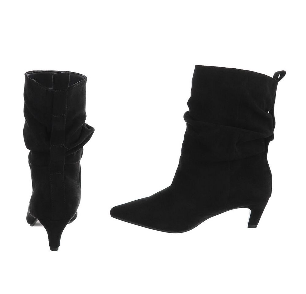 Ital-Design Damen Stiefelette mit Absatz und gerafftem Schaft Stiefel (92392255) Pfennig-/Stilettoabsatz Stiefel in Schwarz – Bild 5 von 5