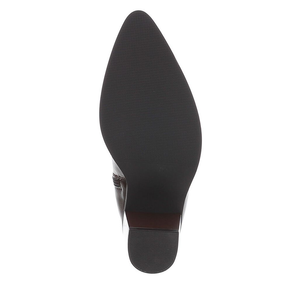 Ital-Design Damen Stiefelette mit Absatz und gerafftem Schaft High-Heel-Stiefelette (92392280) Blockabsatz Stiefeletten in Braun – Bild 3 von 5