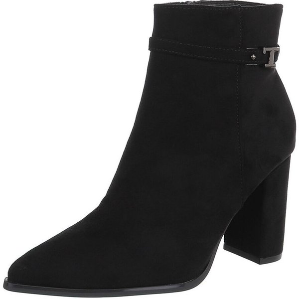Ital-Design Damen Stiefelette mit Blockabsatz und Riemendetail High-Heel-Stiefelette (92269172) Blockabsatz Stiefeletten in Schwarz