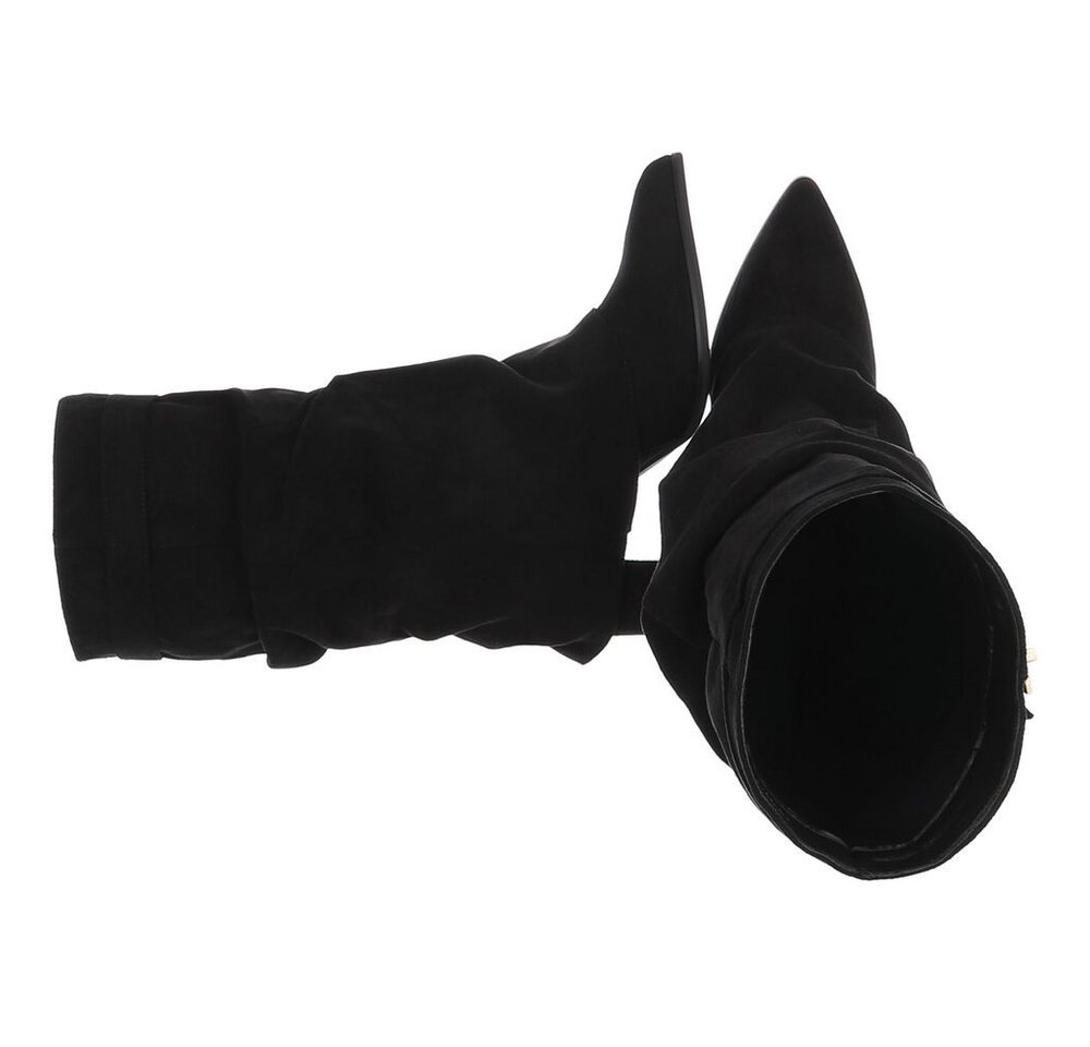 Ital-Design Damen Stiefelette mit Blockabsatz und Schaftumschlag High-Heel-Stiefel (92299603) Blockabsatz Stiefel in Schwarz – Bild 2 von 5