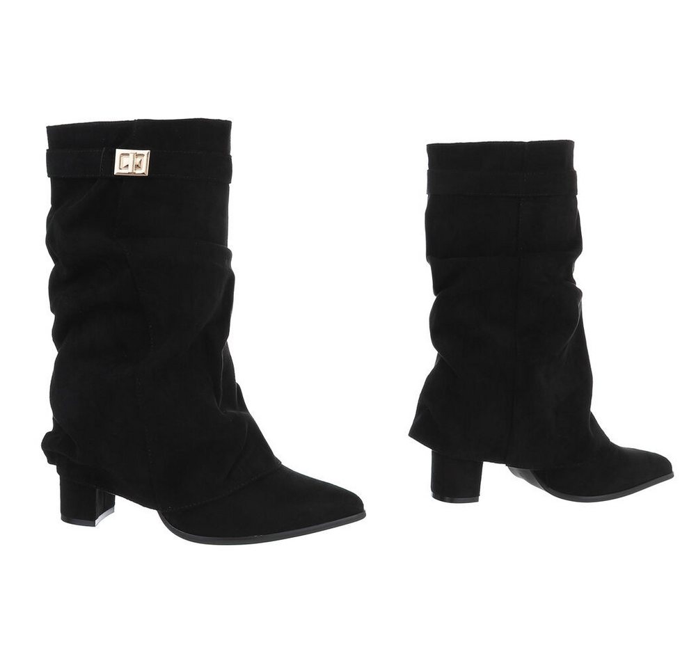 Ital-Design Damen Stiefelette mit Blockabsatz und Schaftumschlag High-Heel-Stiefel (92299603) Blockabsatz Stiefel in Schwarz – Bild 4 von 5