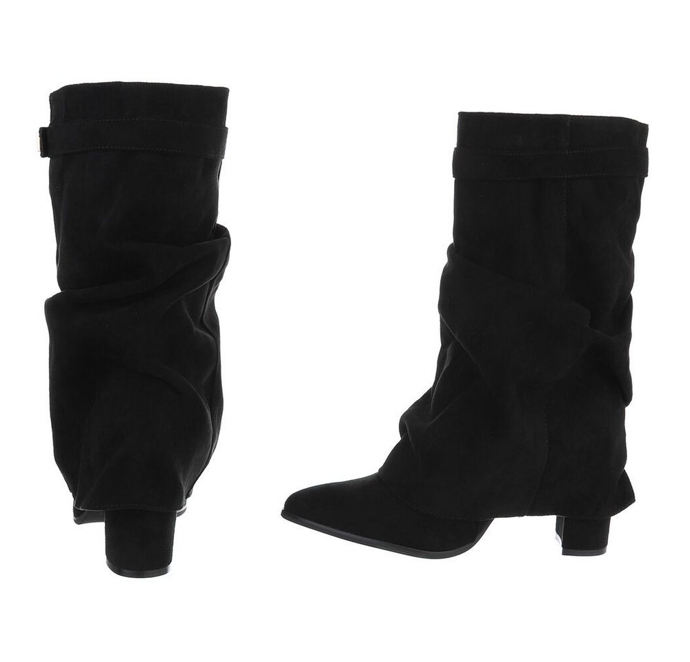 Ital-Design Damen Stiefelette mit Blockabsatz und Schaftumschlag High-Heel-Stiefel (92299603) Blockabsatz Stiefel in Schwarz – Bild 5 von 5