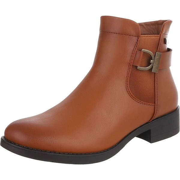 Ital-Design Damen Stiefelette mit Blockabsatz und Reißverschluss Stiefelette (92269243) Blockabsatz Chelsea Boots in Camel