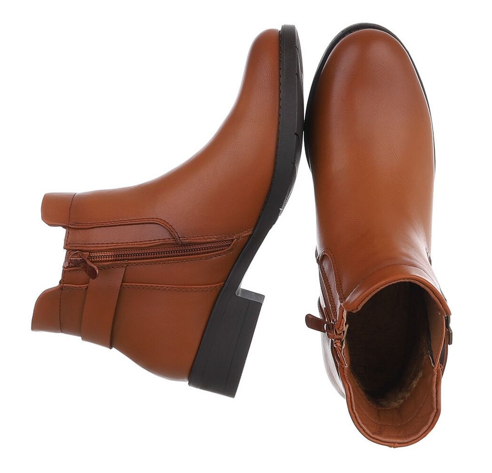 Ital-Design Damen Stiefelette mit Blockabsatz und Reißverschluss Stiefelette (92269243) Blockabsatz Chelsea Boots in Camel – Bild 2 von 5