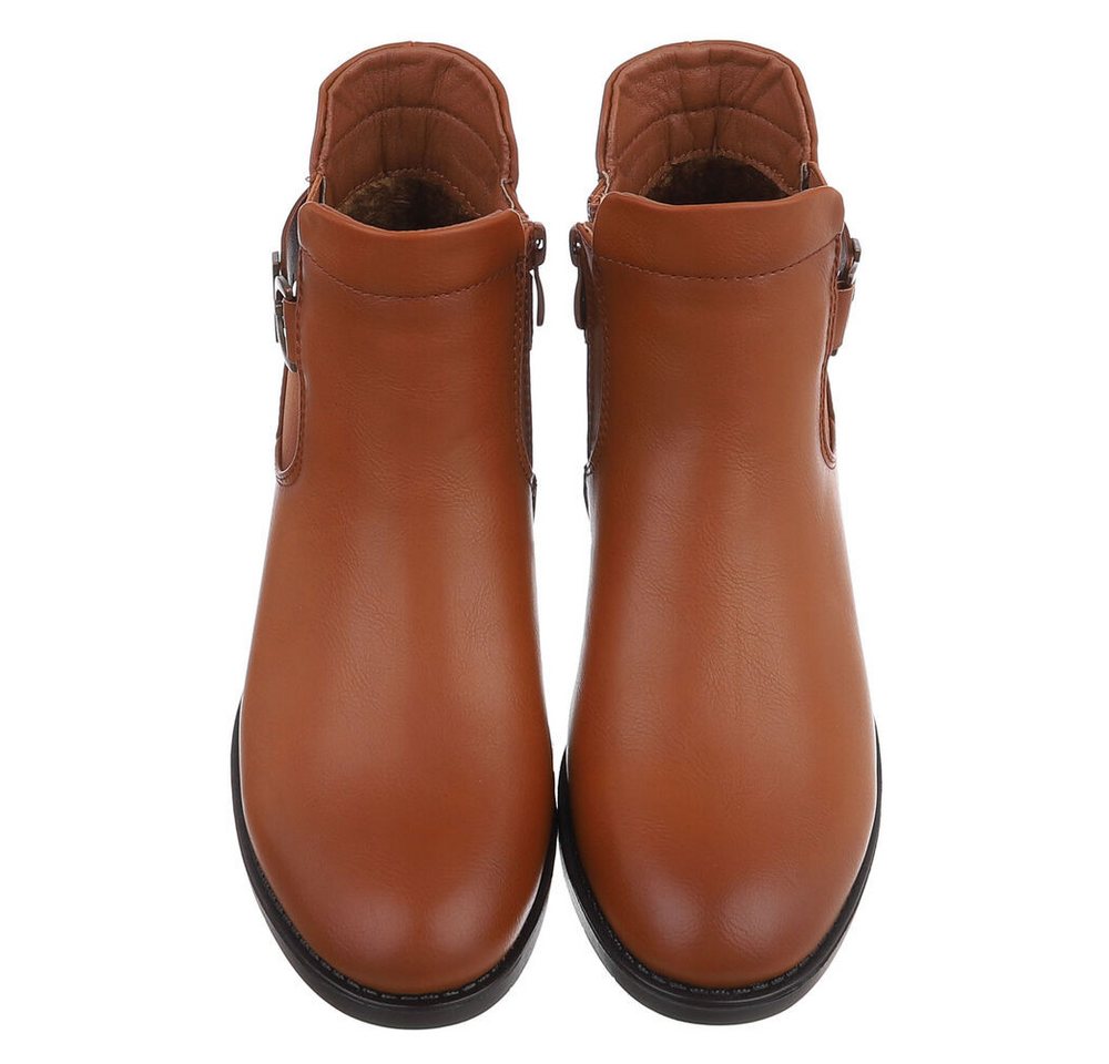 Ital-Design Damen Stiefelette mit Blockabsatz und Reißverschluss Stiefelette (92269243) Blockabsatz Chelsea Boots in Camel – Bild 4 von 5