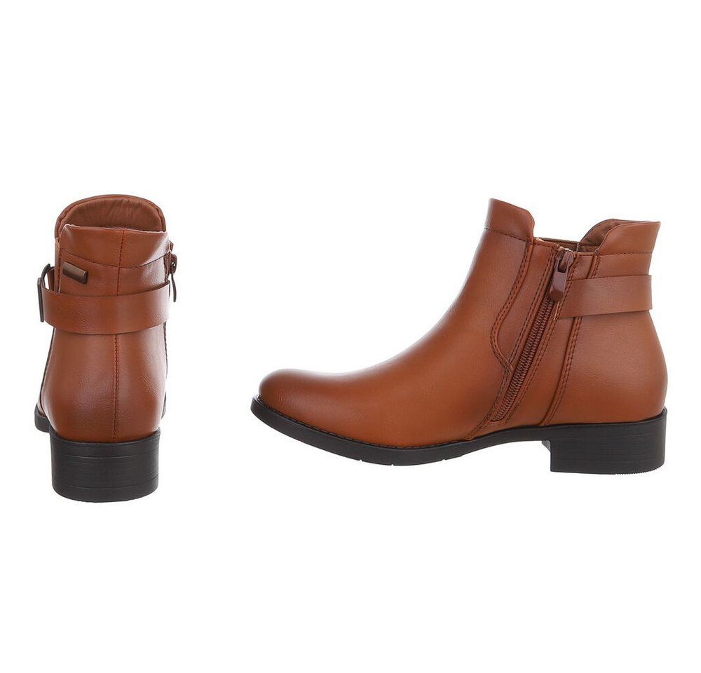 Ital-Design Damen Stiefelette mit Blockabsatz und Reißverschluss Stiefelette (92269243) Blockabsatz Chelsea Boots in Camel – Bild 5 von 5
