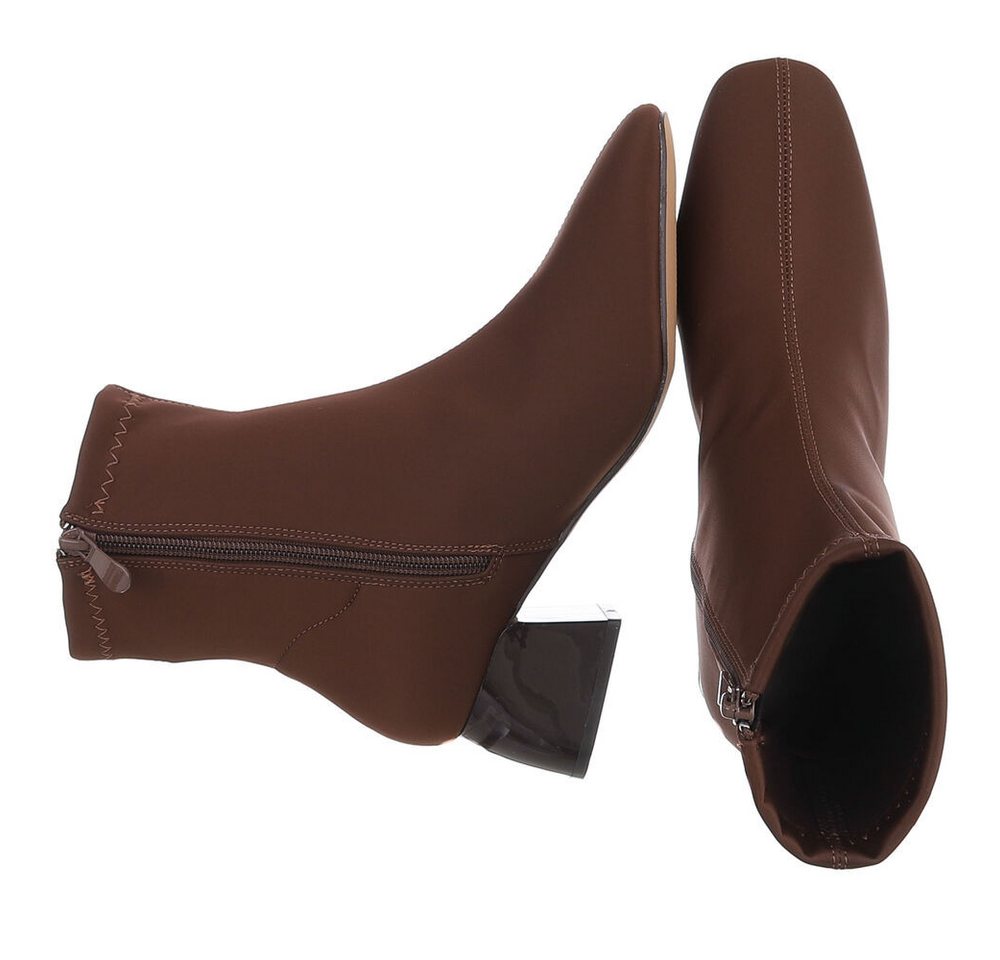 Ital-Design Damen Stiefelette mit Blockabsatz und Spitzform Stiefelette (92268885) Blockabsatz Stiefeletten in Braun – Bild 2 von 5