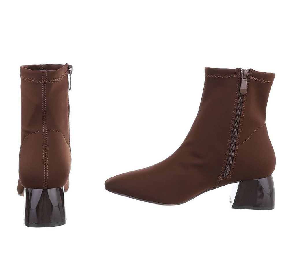 Ital-Design Damen Stiefelette mit Blockabsatz und Spitzform Stiefelette (92268885) Blockabsatz Stiefeletten in Braun – Bild 5 von 5