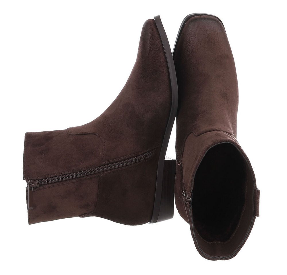 Ital-Design Damen Stiefelette mit Elastikeinsatz und Blockabsatz Stiefelette (92125655) Blockabsatz Flache Stiefeletten in Braun – Bild 2 von 5