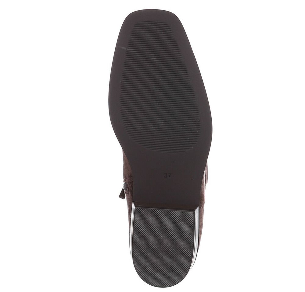 Ital-Design Damen Stiefelette mit Elastikeinsatz und Blockabsatz Stiefelette (92125655) Blockabsatz Flache Stiefeletten in Braun – Bild 3 von 5