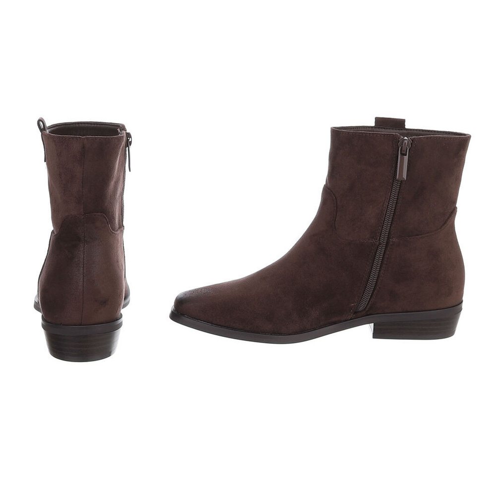 Ital-Design Damen Stiefelette mit Elastikeinsatz und Blockabsatz Stiefelette (92125655) Blockabsatz Flache Stiefeletten in Braun – Bild 5 von 5