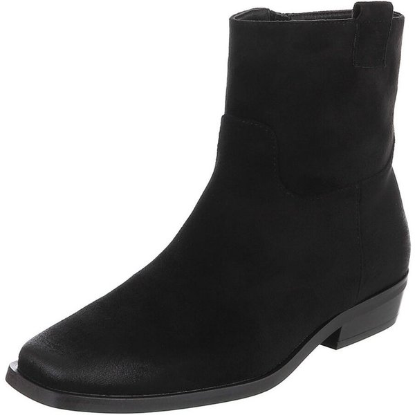 Ital-Design Damen Stiefelette mit Elastikeinsatz und Blockabsatz Stiefelette (92125661) Blockabsatz Flache Stiefeletten in Schwarz
