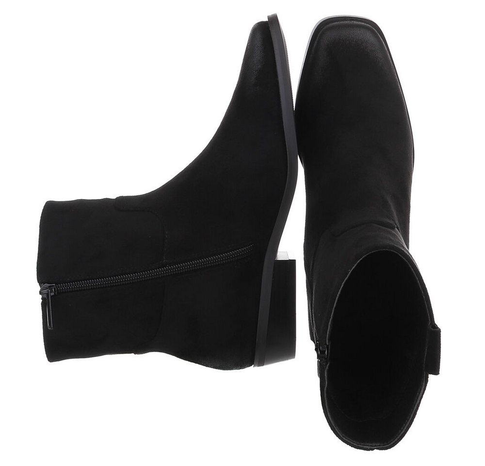 Ital-Design Damen Stiefelette mit Elastikeinsatz und Blockabsatz Stiefelette (92125661) Blockabsatz Flache Stiefeletten in Schwarz – Bild 2 von 5