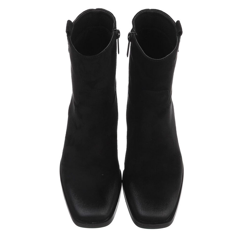 Ital-Design Damen Stiefelette mit Elastikeinsatz und Blockabsatz Stiefelette (92125661) Blockabsatz Flache Stiefeletten in Schwarz – Bild 4 von 5
