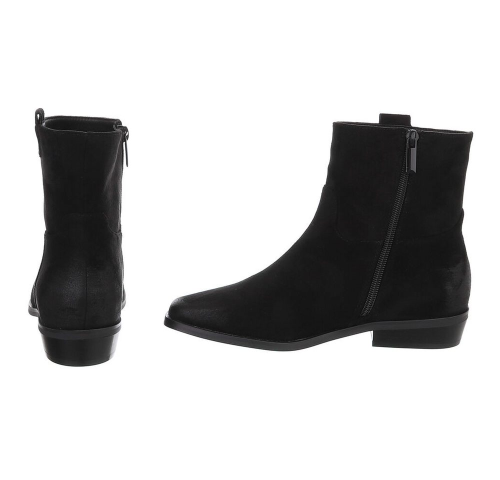 Ital-Design Damen Stiefelette mit Elastikeinsatz und Blockabsatz Stiefelette (92125661) Blockabsatz Flache Stiefeletten in Schwarz – Bild 5 von 5