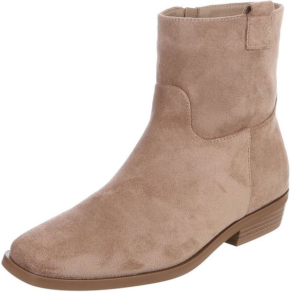 Ital-Design Damen Stiefelette mit Elastikeinsatz und Blockabsatz Stiefelette (92125649) Blockabsatz Flache Stiefeletten in Hellbraun