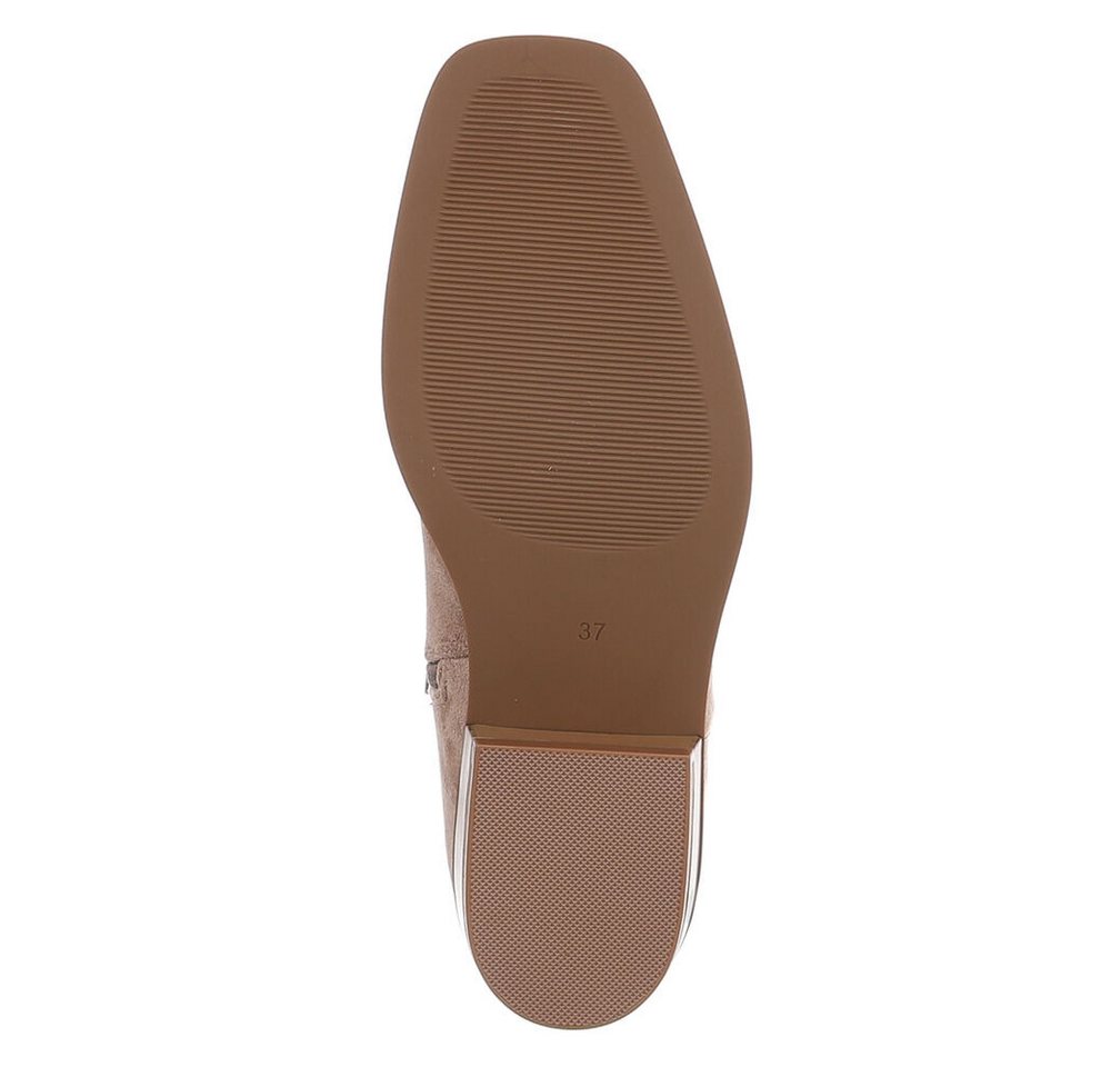 Ital-Design Damen Stiefelette mit Elastikeinsatz und Blockabsatz Stiefelette (92125649) Blockabsatz Flache Stiefeletten in Hellbraun – Bild 3 von 5
