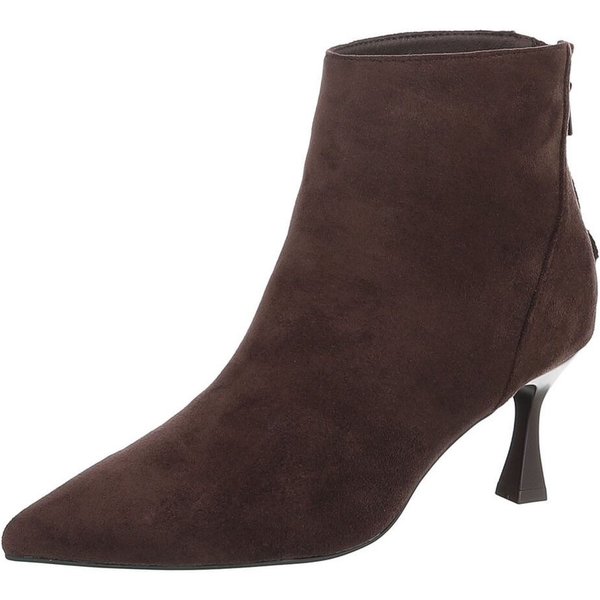 Ital-Design Damen Stiefelette spitz mit Absatz und Reißverschluss High-Heel-Stiefelette (92125666) Pfennig-/Stilettoabsatz Stiefeletten in Braun