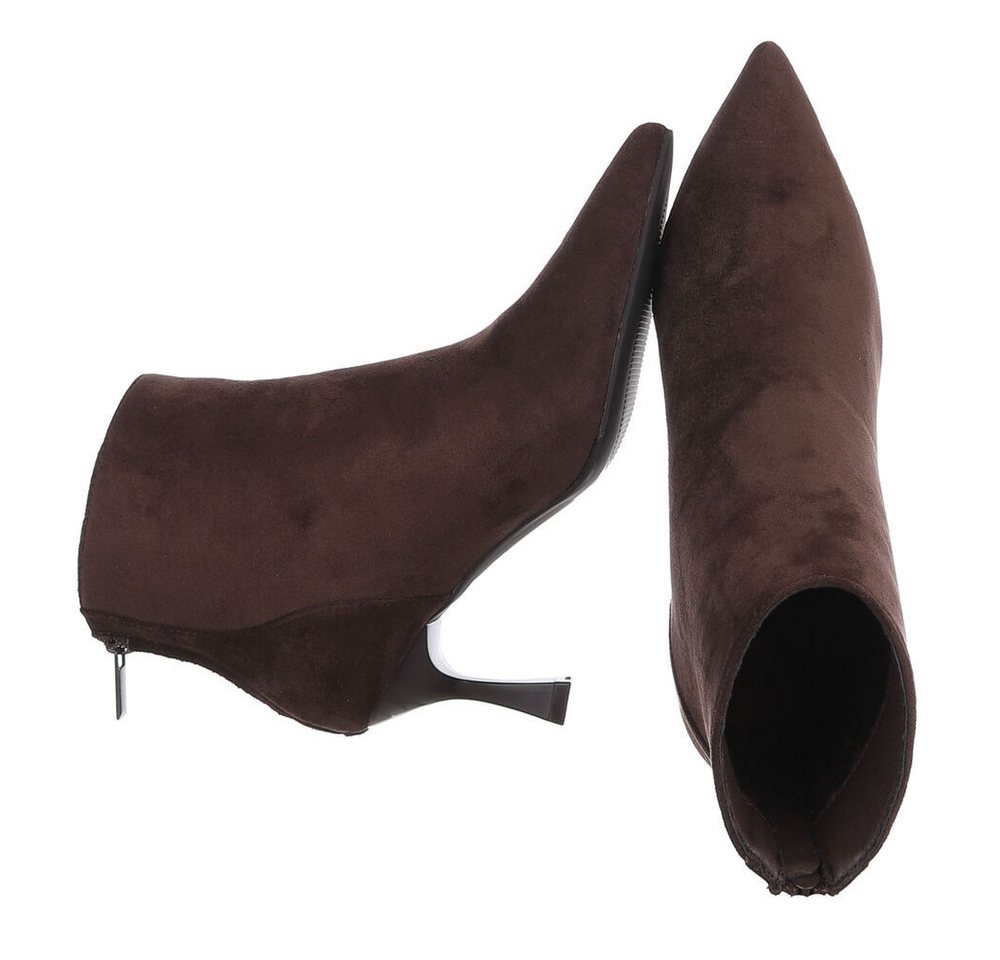 Ital-Design Damen Stiefelette spitz mit Absatz und Reißverschluss High-Heel-Stiefelette (92125666) Pfennig-/Stilettoabsatz Stiefeletten in Braun – Bild 2 von 5