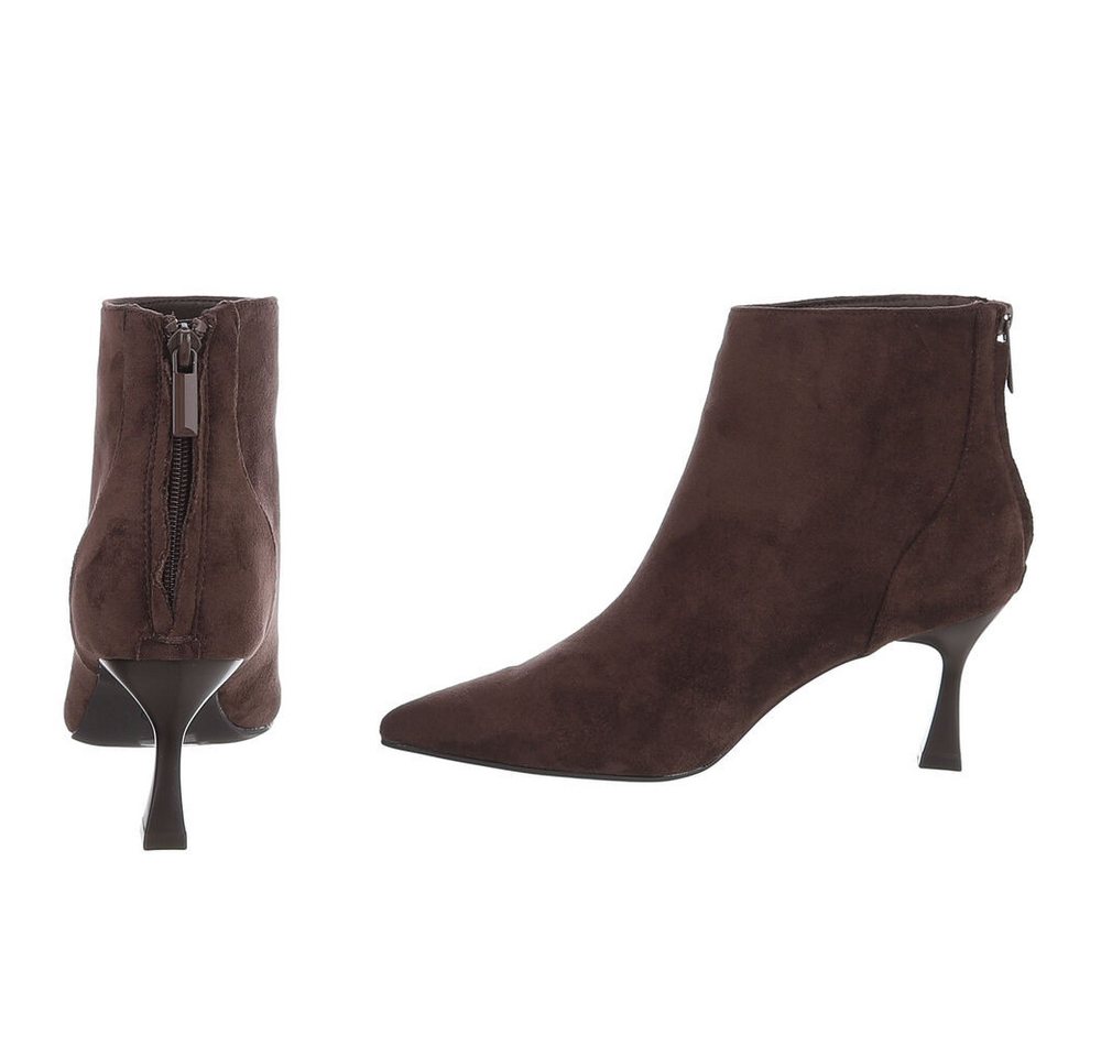 Ital-Design Damen Stiefelette spitz mit Absatz und Reißverschluss High-Heel-Stiefelette (92125666) Pfennig-/Stilettoabsatz Stiefeletten in Braun – Bild 5 von 5