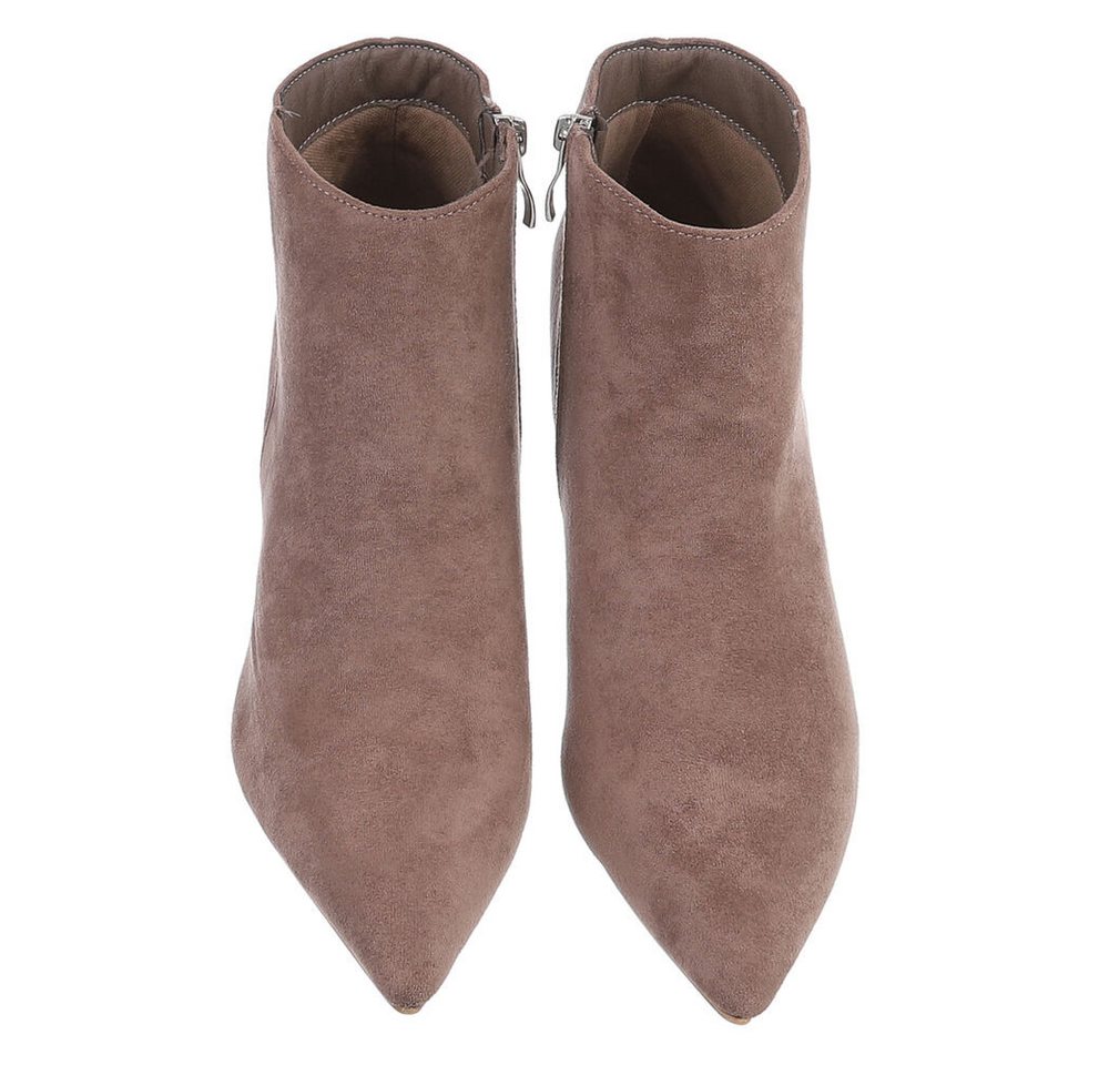 Ital-Design Damen Stiefelette spitz mit Trichterabsatz Stiefelette (92392387) Pfennig-/Stilettoabsatz Stiefeletten in Hellbraun – Bild 4 von 5
