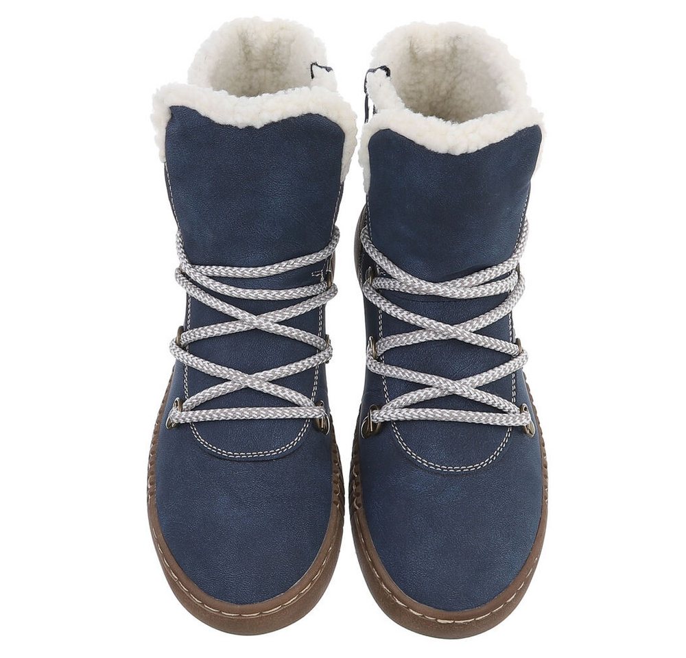 Ital-Design Damen Winterboots mit Futter und robuster Schnürung Snowboots (90827567) Flach Plateaustiefeletten in Blau – Bild 4 von 5