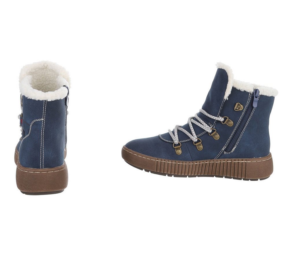 Ital-Design Damen Winterboots mit Futter und robuster Schnürung Snowboots (90827567) Flach Plateaustiefeletten in Blau – Bild 5 von 5
