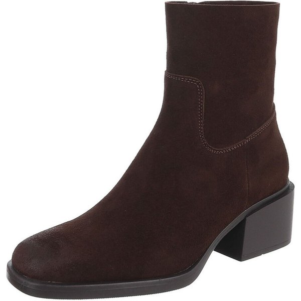 Ital-Design Echtleder Damen Stiefelette mit Blockabsatz Stiefelette (92125481) Blockabsatz Stiefeletten in Braun