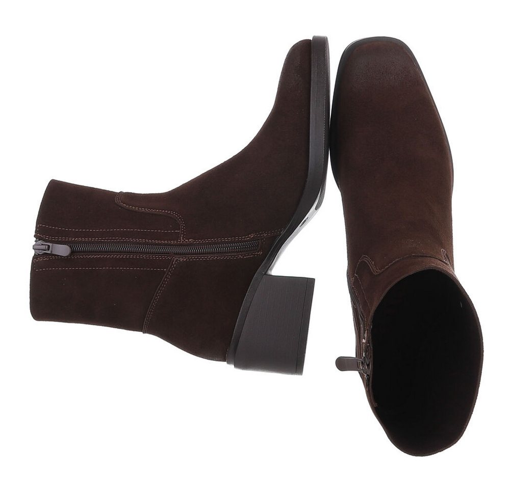 Ital-Design Echtleder Damen Stiefelette mit Blockabsatz Stiefelette (92125481) Blockabsatz Stiefeletten in Braun – Bild 2 von 5