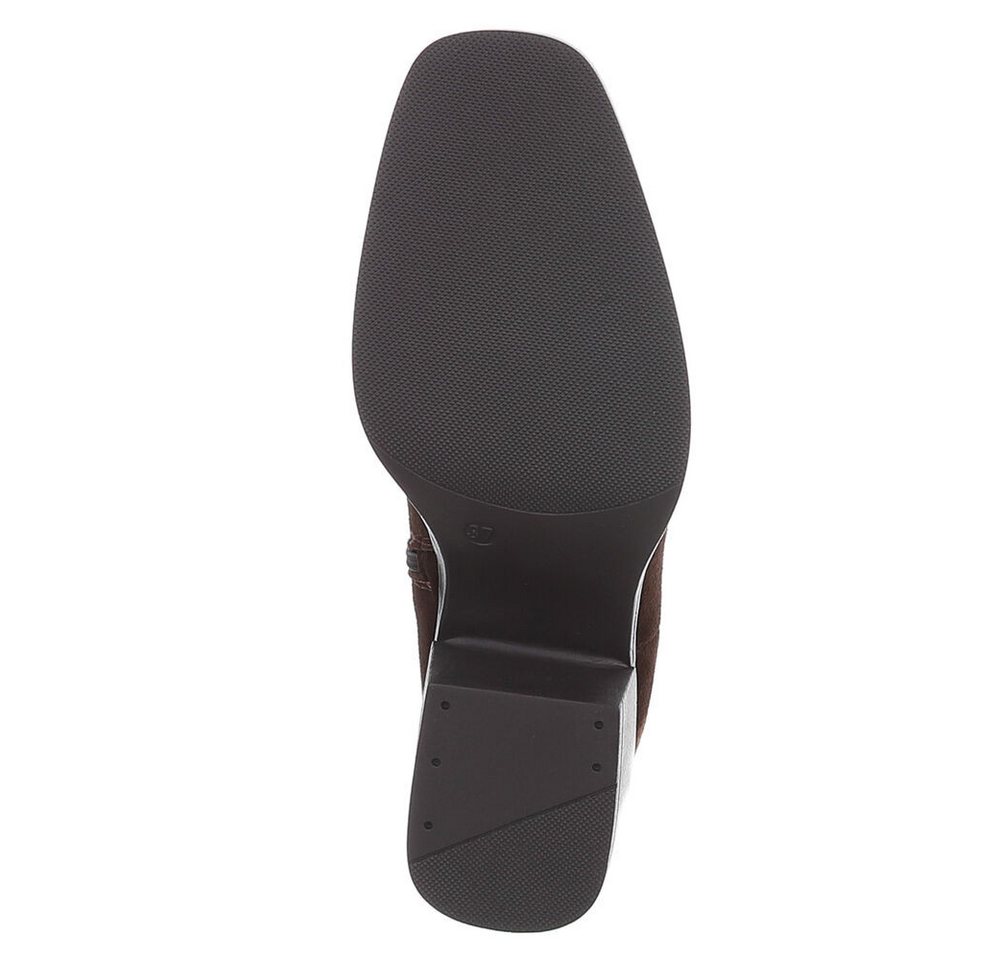 Ital-Design Echtleder Damen Stiefelette mit Blockabsatz Stiefelette (92125481) Blockabsatz Stiefeletten in Braun – Bild 3 von 5