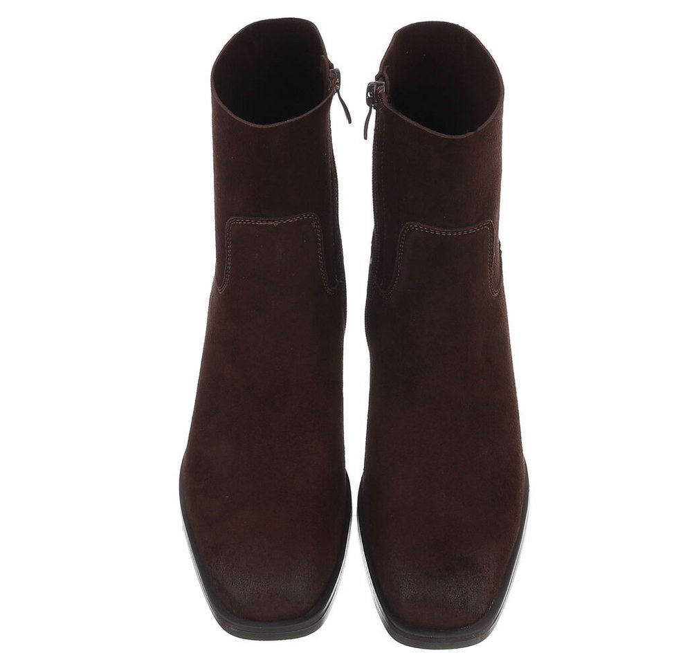 Ital-Design Echtleder Damen Stiefelette mit Blockabsatz Stiefelette (92125481) Blockabsatz Stiefeletten in Braun – Bild 4 von 5