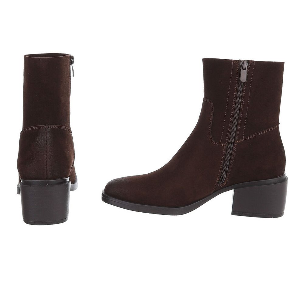 Ital-Design Echtleder Damen Stiefelette mit Blockabsatz Stiefelette (92125481) Blockabsatz Stiefeletten in Braun – Bild 5 von 5