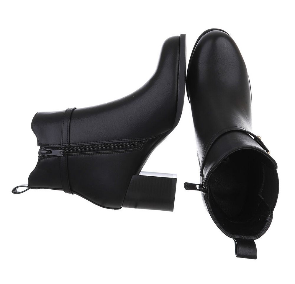 Ital-Design Elegante Ankle Boots mit Blockabsatz und dekorativem Verschluss Stiefelette (90109912) Blockabsatz Stiefeletten in Schwarz – Bild 2 von 5