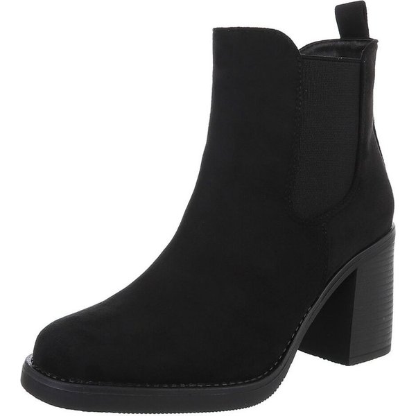 Ital-Design Eleganter Chelsea-Boot mit elastischem Einsatz und Sohle High-Heel-Stiefelette (90726841) Blockabsatz Stiefeletten in Schwarz