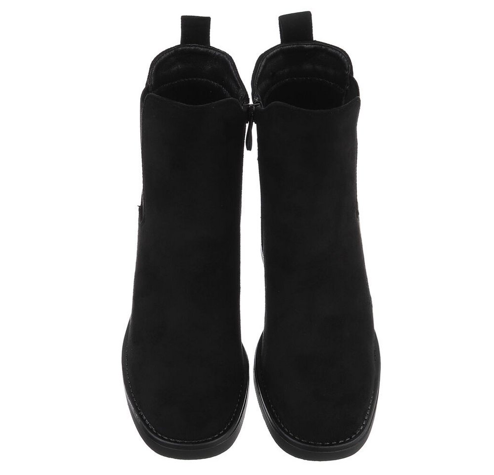 Ital-Design Eleganter Chelsea-Boot mit elastischem Einsatz und Sohle High-Heel-Stiefelette (90726841) Blockabsatz Stiefeletten in Schwarz – Bild 4 von 5