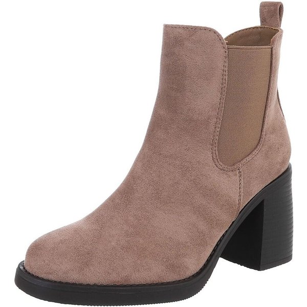 Ital-Design Eleganter Chelsea-Boot mit elastischem Einsatz und Sohle High-Heel-Stiefelette (90726831) Blockabsatz Stiefeletten in Hellbraun
