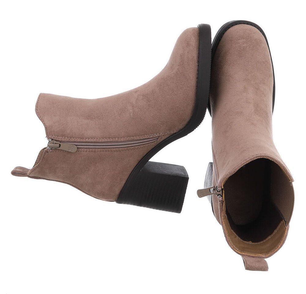 Ital-Design Eleganter Chelsea-Boot mit elastischem Einsatz und Sohle High-Heel-Stiefelette (90726831) Blockabsatz Stiefeletten in Hellbraun – Bild 2 von 5