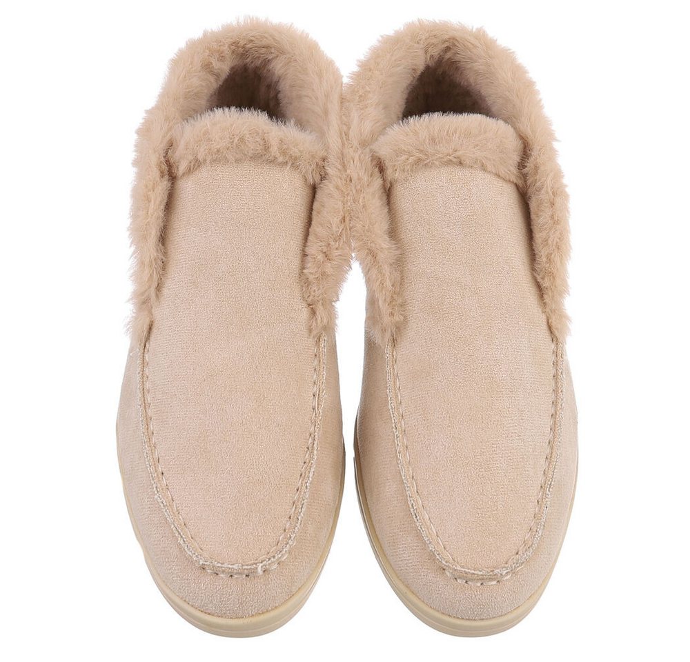 Ital-Design Gemütlicher Damenschuh mit weicher Innenauskleidung Snowboots (90793376) Blockabsatz Mokassins in Beige – Bild 4 von 5