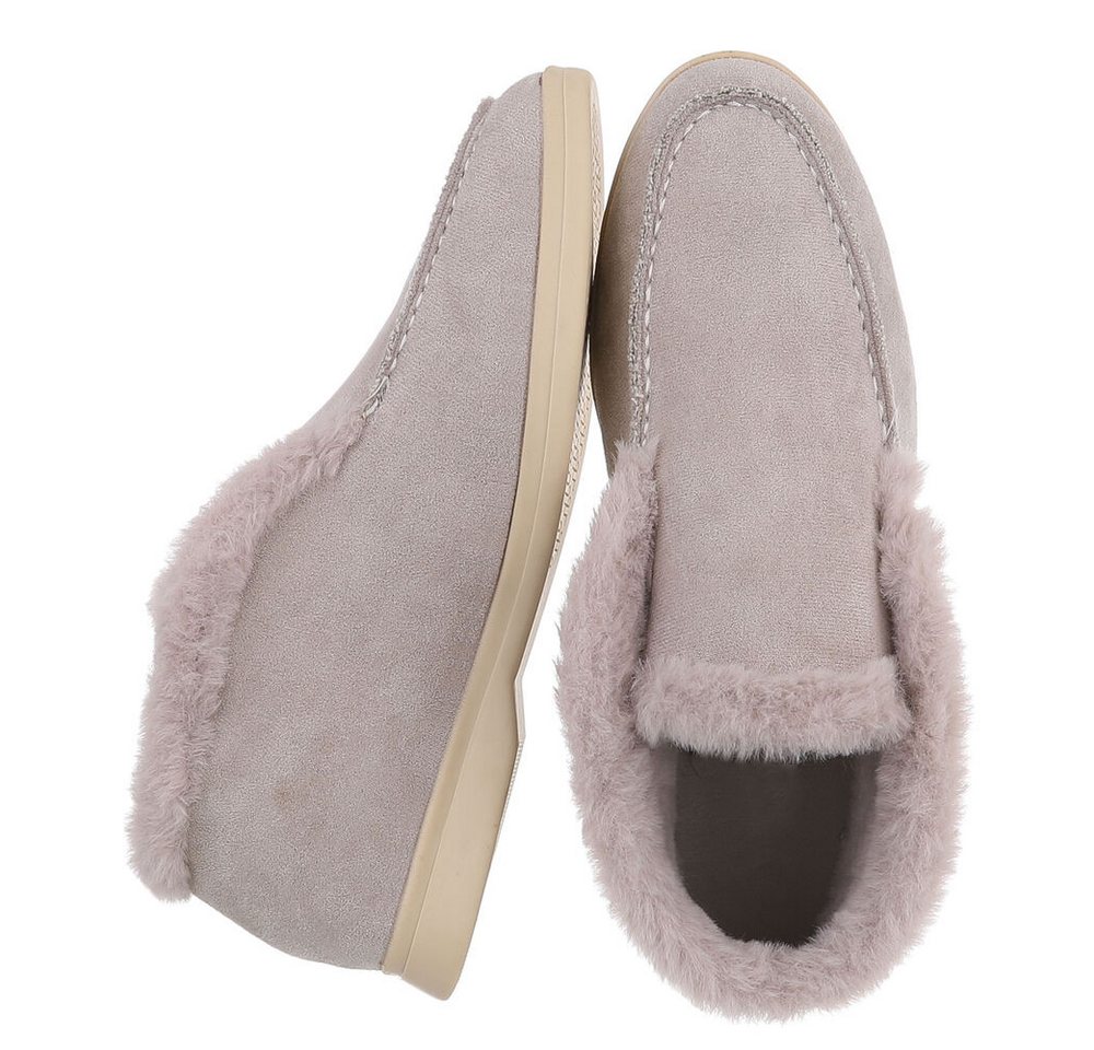Ital-Design Gemütlicher Damenschuh mit weicher Innenauskleidung Snowboots (90793358) Blockabsatz Mokassins in Hellgrau – Bild 2 von 5