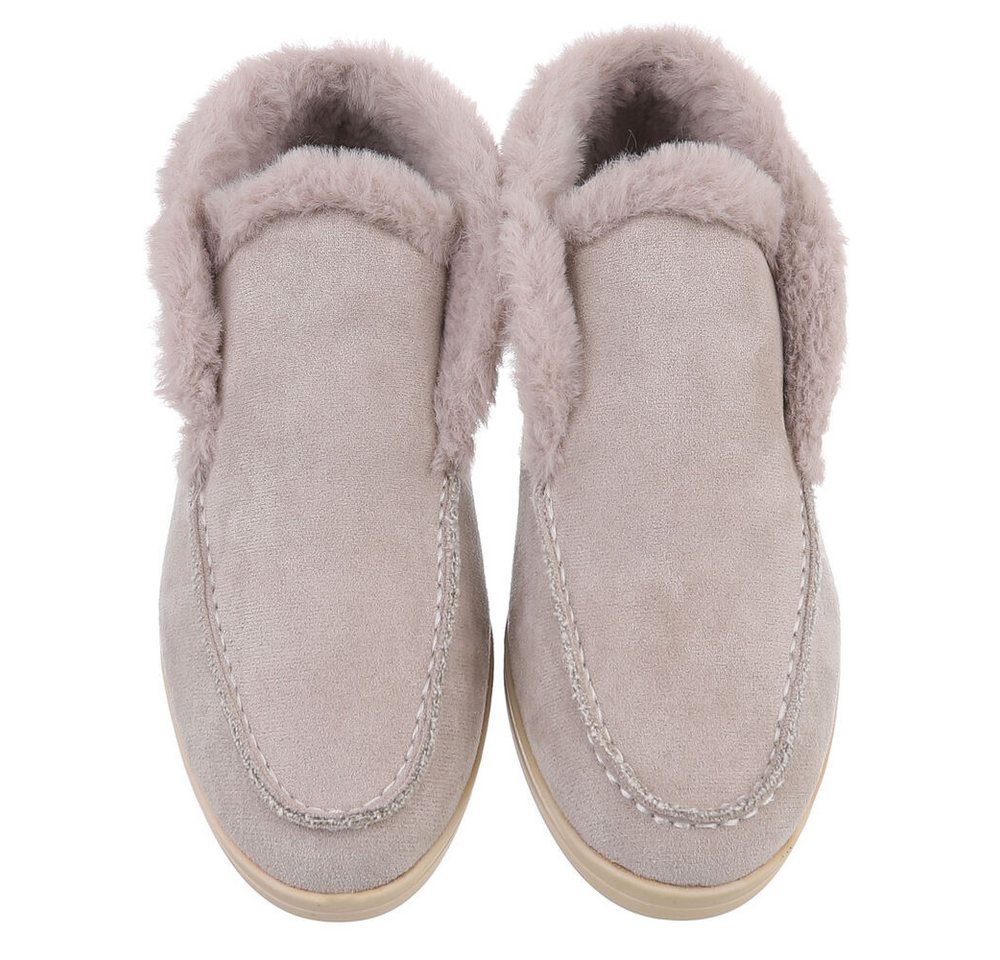 Ital-Design Gemütlicher Damenschuh mit weicher Innenauskleidung Snowboots (90793358) Blockabsatz Mokassins in Hellgrau – Bild 4 von 5