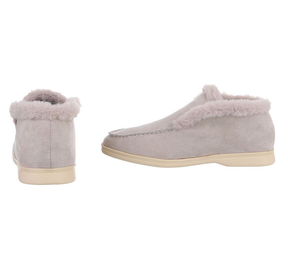 Ital-Design Gemütlicher Damenschuh mit weicher Innenauskleidung Snowboots (90793358) Blockabsatz Mokassins in Hellgrau – Bild 5 von 5