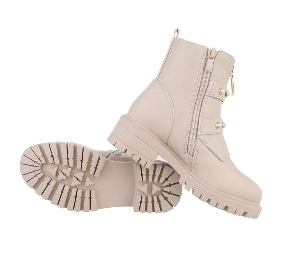 Ital-Design Kinder Biker Stiefelette (84351926) Blockabsatz Stiefeletten in Beige – Bild 2 von 4