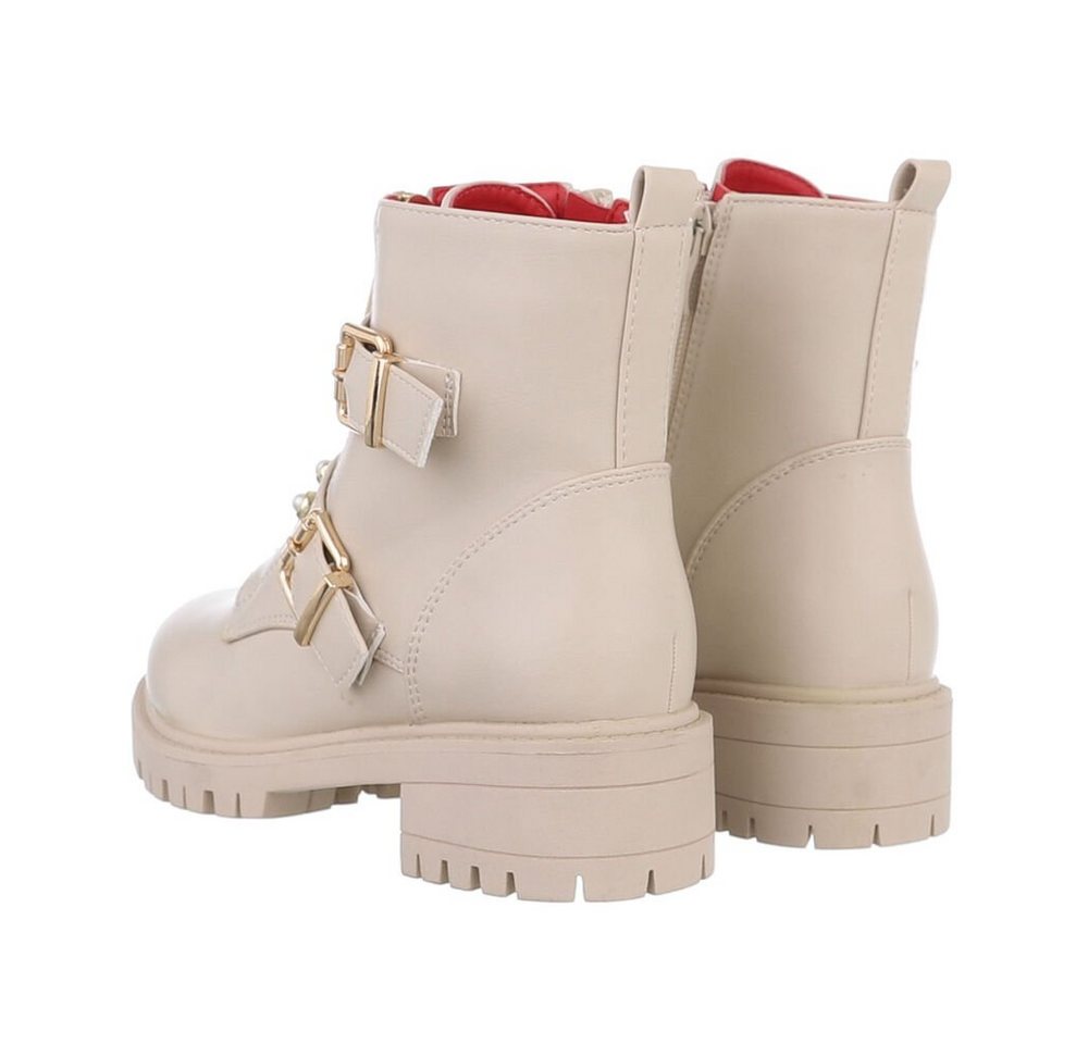 Ital-Design Kinder Biker Stiefelette (84351926) Blockabsatz Stiefeletten in Beige – Bild 3 von 4