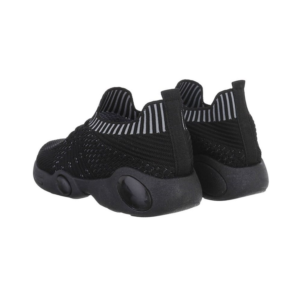 Ital-Design Kinder Low-Top Freizeit Sneaker Flach Freizeitschuhe in Schwarz – Bild 3 von 4