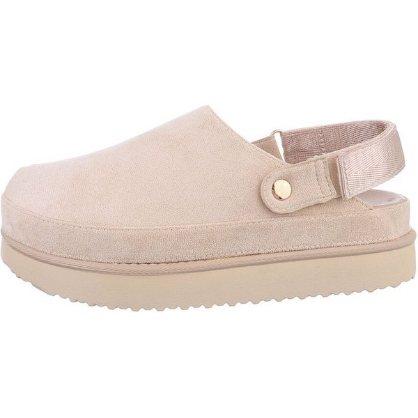 Ital-Design Komfortable Freizeit-Schuhe im modernen Design Plateausandaletten (85867694) Flach Pantoletten in Beige