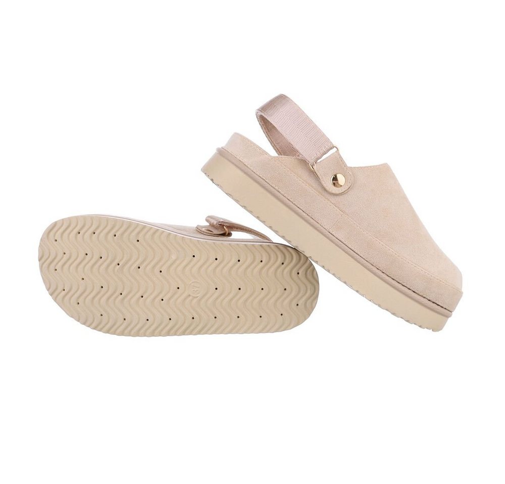 Ital-Design Komfortable Freizeit-Schuhe im modernen Design Plateausandaletten (85867694) Flach Pantoletten in Beige – Bild 2 von 4