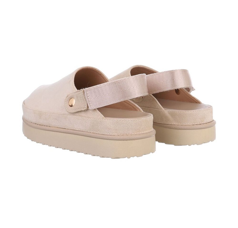 Ital-Design Komfortable Freizeit-Schuhe im modernen Design Plateausandaletten (85867694) Flach Pantoletten in Beige – Bild 3 von 4