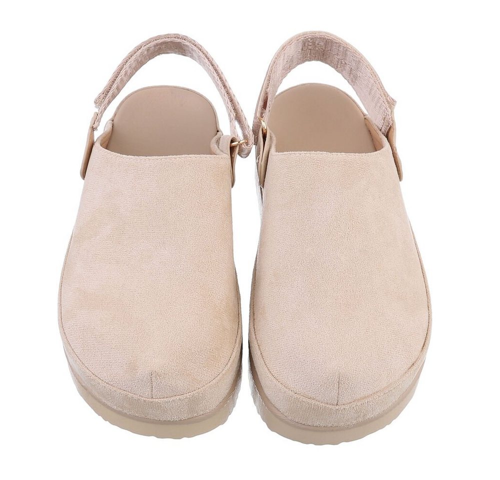 Ital-Design Komfortable Freizeit-Schuhe im modernen Design Plateausandaletten (85867694) Flach Pantoletten in Beige – Bild 4 von 4