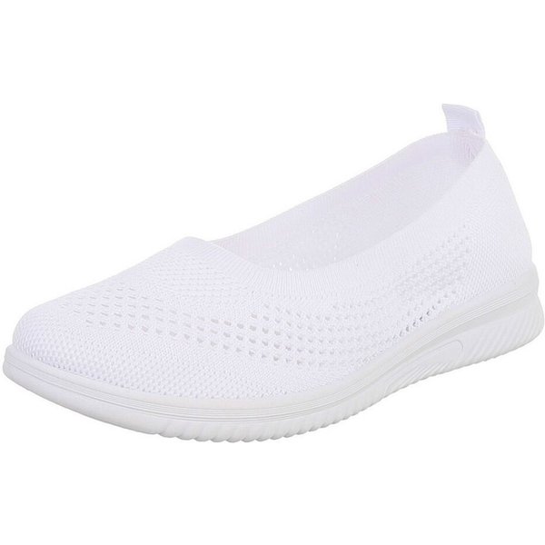Ital-Design Leichter Freizeitschuh mit atmungsaktivem Obermaterial Slipper (91512042) Keilabsatz/Wedge Mokassins in Weiß