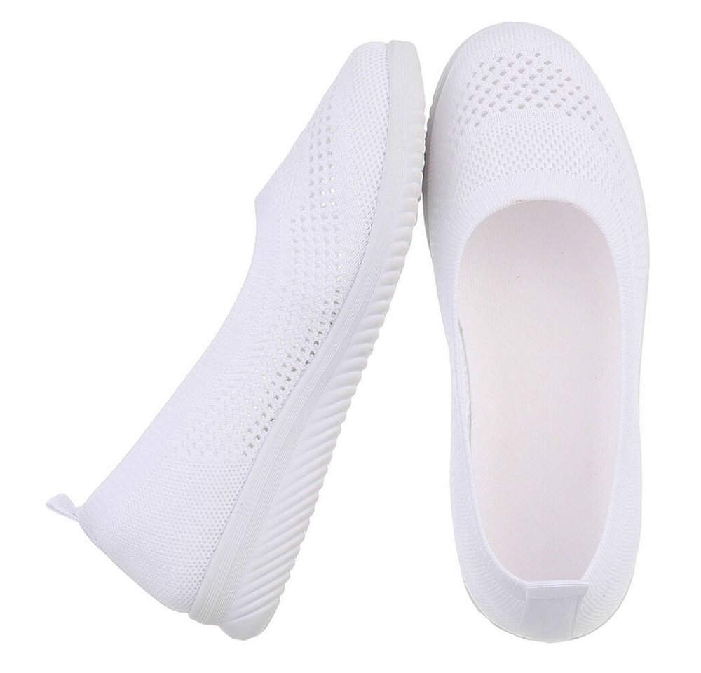 Ital-Design Leichter Freizeitschuh mit atmungsaktivem Obermaterial Slipper (91512042) Keilabsatz/Wedge Mokassins in Weiß – Bild 2 von 5
